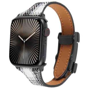 For Apple Watch 46mm / 49mm / 45mm / 44mm Slim Magnetic Buckle Napped Fabric Leather Watch Band(Grey)