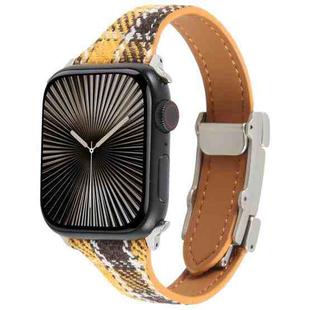 For Apple Watch 42mm / 41mm / 40mm / 38mm Slim Magnetic Buckle Napped Fabric Leather Watch Band(Yellow)