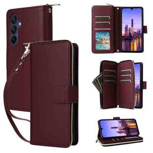For Samsung Galaxy A16 Nine-card Slots Zipper Wallet Bag Leather Phone Case(Wine Red)