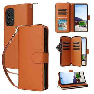 For Samsung Galaxy A53 5G Nine-card Slots Zipper Wallet Bag Leather Phone Case(Brown)