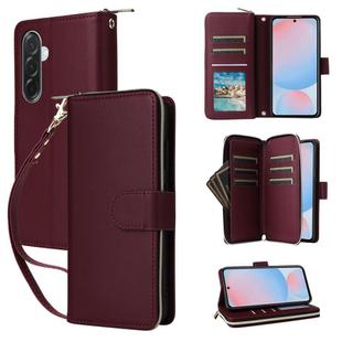 For Samsung Galaxy A36 5G Nine-card Slots Zipper Wallet Bag Leather Phone Case(Wine Red)
