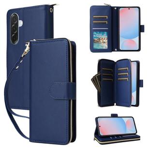 For Samsung Galaxy A36 5G Nine-card Slots Zipper Wallet Bag Leather Phone Case(Blue)
