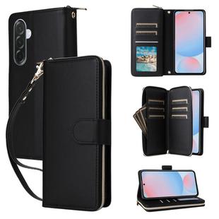 For Samsung Galaxy A36 5G Nine-card Slots Zipper Wallet Bag Leather Phone Case(Black)