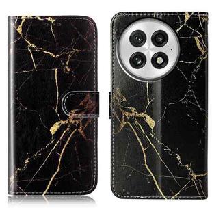 For OnePlus 13 Colored Drawing Marble Pattern Leather Phone Case(Black Gold Marble)