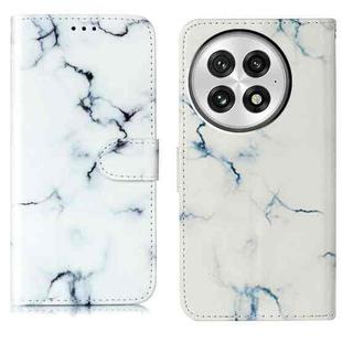 For OnePlus 13 Colored Drawing Marble Pattern Leather Phone Case(White Marble)