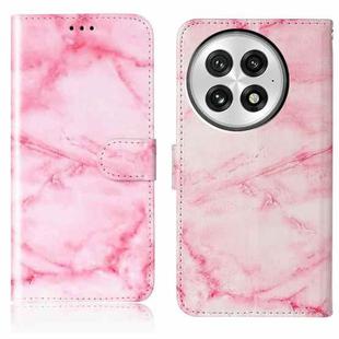 For OnePlus 13 Colored Drawing Marble Pattern Leather Phone Case(Pink Marble)