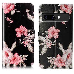 For Google Pixel 9a Colored Drawing Marble Pattern Leather Phone Case(Azalea)