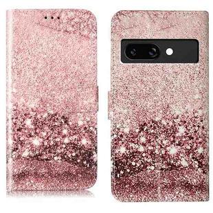 For Google Pixel 9a Colored Drawing Marble Pattern Leather Phone Case(Rose Gold)