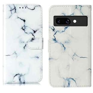 For Google Pixel 9a Colored Drawing Marble Pattern Leather Phone Case(White Marble)