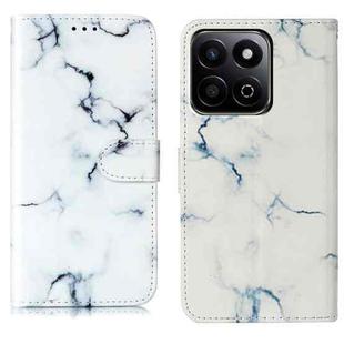 For Honor X7C 4G / 200 Smart Colored Drawing Marble Pattern Leather Phone Case(White Marble)