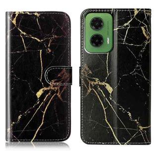 For Motorola Moto G35 Colored Drawing Marble Pattern Leather Phone Case(Black Gold Marble)