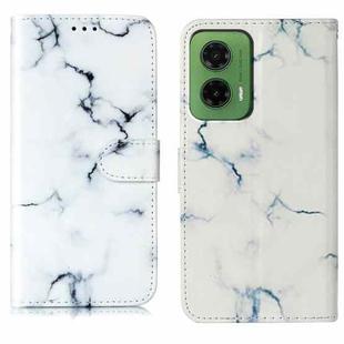 For Motorola Moto G35 Colored Drawing Marble Pattern Leather Phone Case(White Marble)