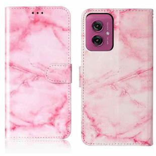 For Motorola Moto G55 Colored Drawing Marble Pattern Leather Phone Case(Pink Marble)