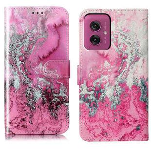 For Motorola Moto G55 Colored Drawing Marble Pattern Leather Phone Case(Pink Seawater)