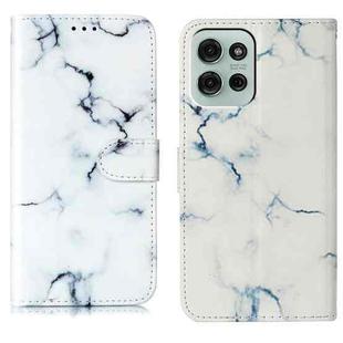 For Motorola Moto G75 Colored Drawing Marble Pattern Leather Phone Case(White Marble)