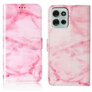 For Motorola Moto G75 Colored Drawing Marble Pattern Leather Phone Case(Pink Marble)