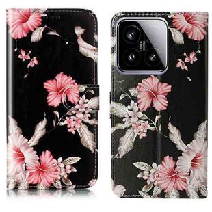 For Xiaomi 15 Colored Drawing Marble Pattern Leather Phone Case(Azalea)