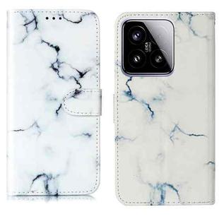 For Xiaomi 15 Colored Drawing Marble Pattern Leather Phone Case(White Marble)