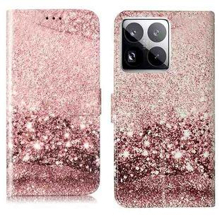 For Xiaomi 15 Pro Colored Drawing Marble Pattern Leather Phone Case(Rose Gold)