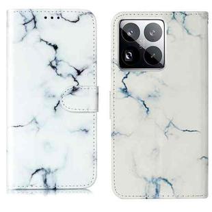 For Xiaomi 15 Pro Colored Drawing Marble Pattern Leather Phone Case(White Marble)