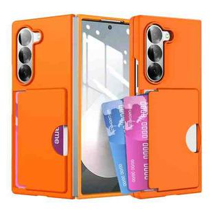 For Samsung Galaxy Z Fold6 5G Skin Feel Transparent Card Bag Phone Case(Orange)