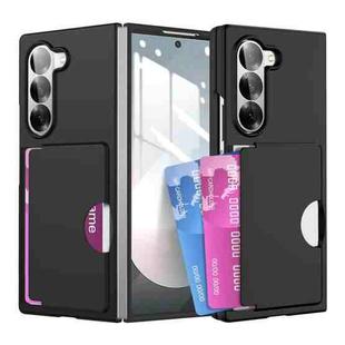 For Samsung Galaxy Z Fold6 5G Skin Feel Transparent Card Bag Phone Case(Black)