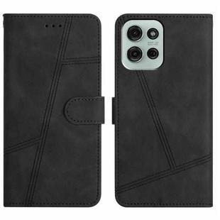 For Motorola Moto G75 Skin-feel Stitching Leather Phone Case(Black)