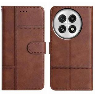 For OnePlus 13 Cowhide Texture Stitching Leather Phone Case(Coffee)