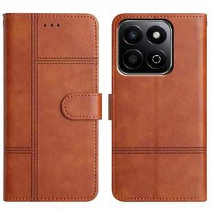 For Honor X7C 4G / 200 Smart Cowhide Texture Stitching Leather Phone Case(Brown)