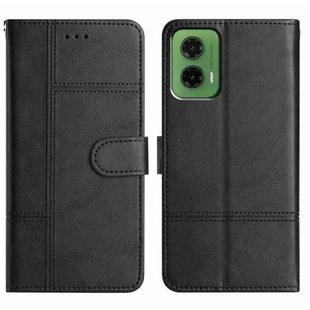 For Motorola Moto G35 Cowhide Texture Stitching Leather Phone Case(Black)