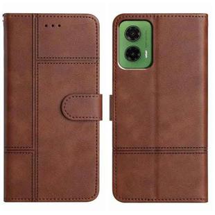 For Motorola Moto G35 Cowhide Texture Stitching Leather Phone Case(Coffee)