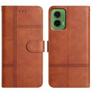 For Motorola Moto G35 Cowhide Texture Stitching Leather Phone Case(Brown)