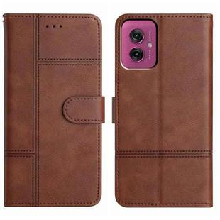 For Motorola Moto G55 Cowhide Texture Stitching Leather Phone Case(Coffee)