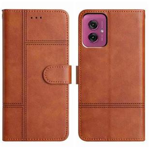 For Motorola Moto G55 Cowhide Texture Stitching Leather Phone Case(Brown)