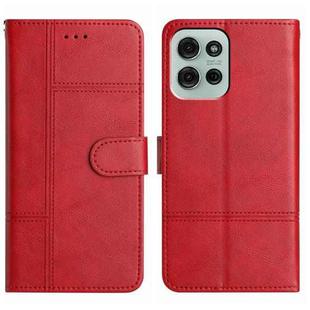 For Motorola Moto G75 Cowhide Texture Stitching Leather Phone Case(Red)