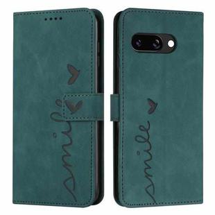 For Google Pixel 9a Skin Feel Heart Embossed Leather Phone Case with Long Lanyard(Green)