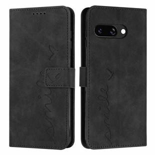 For Google Pixel 9a Skin Feel Heart Embossed Leather Phone Case with Long Lanyard(Black)