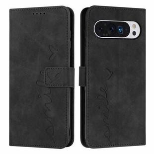 For Google Pixel 10 Pro XL Skin Feel Heart Embossed Leather Phone Case with Long Lanyard(Black)