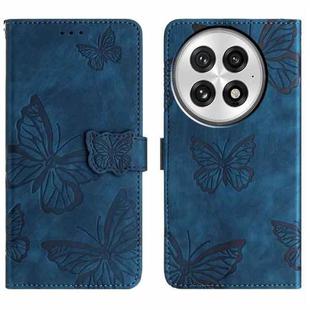 For OnePlus 13 Skin-feel Embossed Butterfly Leather Phone Case(Blue)