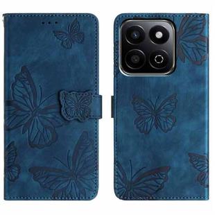 For Honor X7C 4G / 200 Smart Skin-feel Embossed Butterfly Leather Phone Case(Blue)