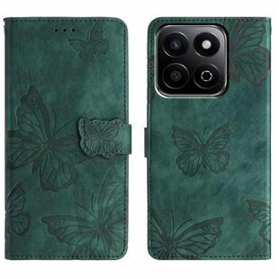 For Honor X7C 4G / 200 Smart Skin-feel Embossed Butterfly Leather Phone Case(Green)