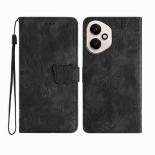 For Honor 400 Global Skin-feel Embossed Butterfly Leather Phone Case(Black)