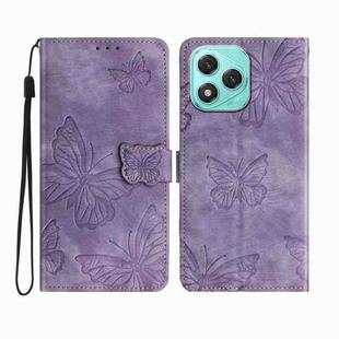 For Honor 400 Lite Skin-feel Embossed Butterfly Leather Phone Case(Purple)