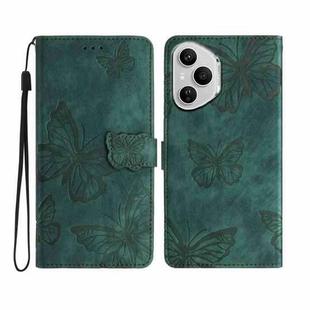 For Honor 400 Pro Global Skin-feel Embossed Butterfly Leather Phone Case(Green)