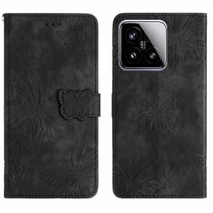 For Xiaomi 15 Skin-feel Embossed Butterfly Leather Phone Case(Black)