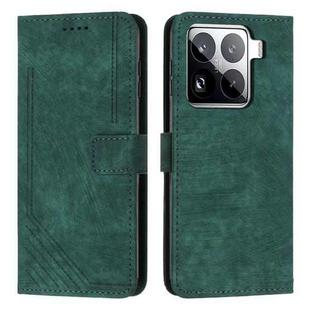 For Xiaomi 15 Pro Skin Feel Stripe Pattern Leather Phone Case with Lanyard(Green)