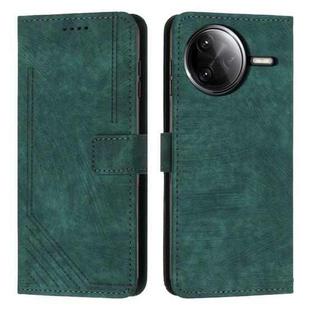 For Xiaomi Poco F7 Pro / F7 Ultra Skin Feel Stripe Pattern Leather Phone Case with Lanyard(Green)