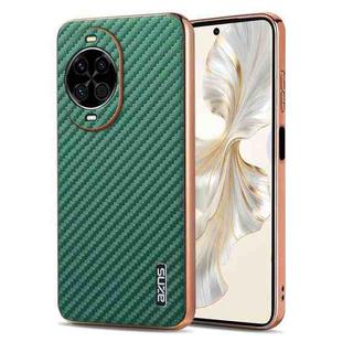 For Huawei nova 14 AZNS Electroplated Edge Carbon Fiber Texture Phone Case(Green)