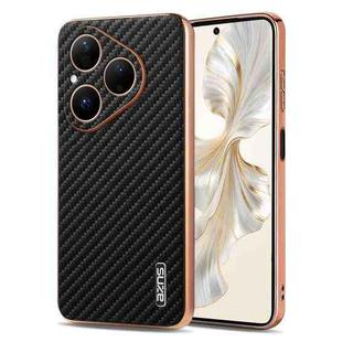 For Huawei Pura 80 5G AZNS Electroplated Edge Carbon Fiber Texture Phone Case(Black)