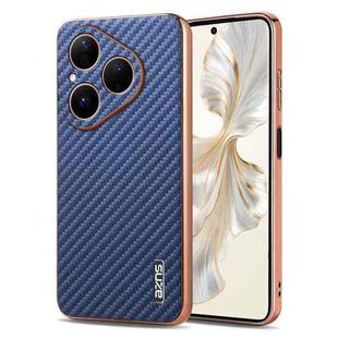 For Huawei Pura 80 5G AZNS Electroplated Edge Carbon Fiber Texture Phone Case(Blue)